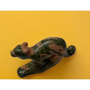 Unakite Kangaroo Stone Carved Animal Natural Rock‎ Mineral Carving Green Pink